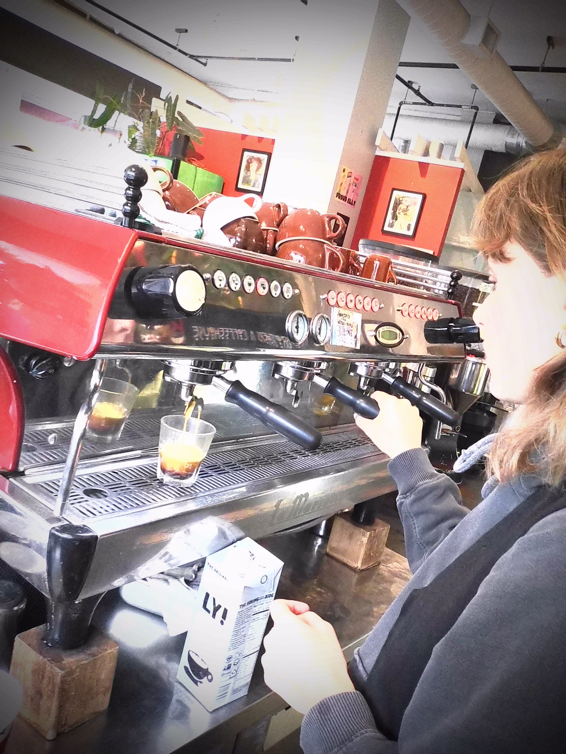 Molly at espresso machine